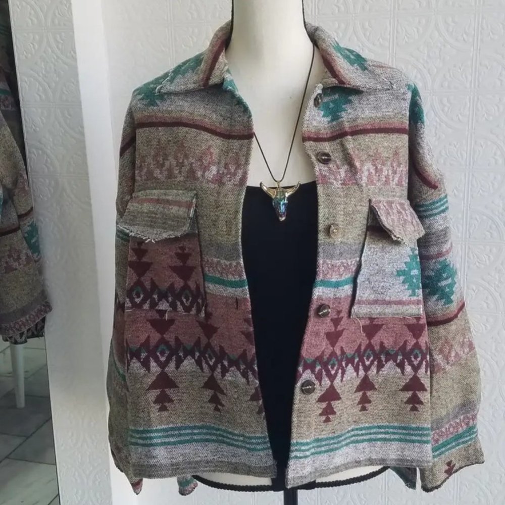 Aztec Print Shacket